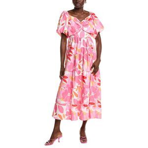 Ipponelli Womens  Tiered Midi Dress, Pink
